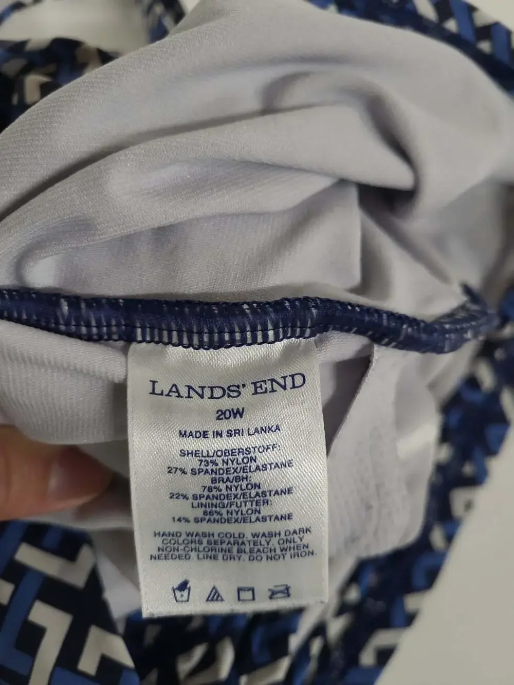 Lands' End Tankini Top Women's Size 20W Built in Bra Adjustable Straps